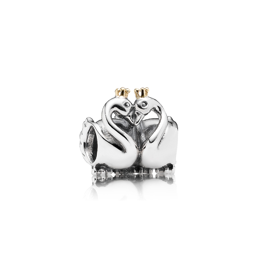 Pandora Silver and Gold Swans Charm